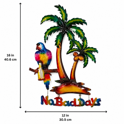 Metal  Parrot Palm Tree Wall Decor Sign