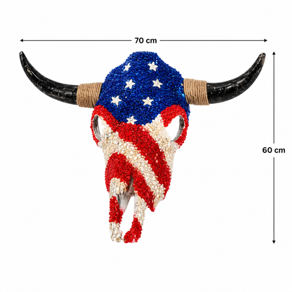 Mosaic Bull Skull Wall Decor with Horns