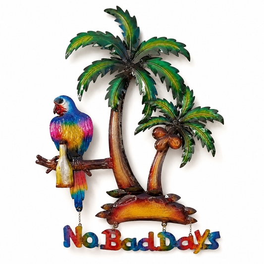 Metal  Parrot Palm Tree Wall Decor Sign