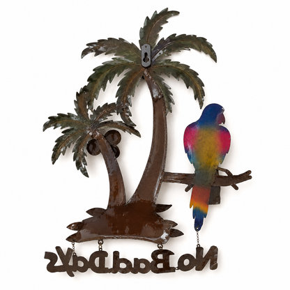 Metal  Parrot Palm Tree Wall Decor Sign