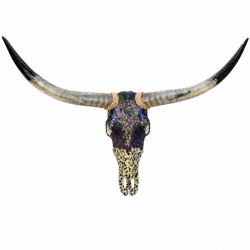 Decorative Mosaic Bull Skull Wall Decor