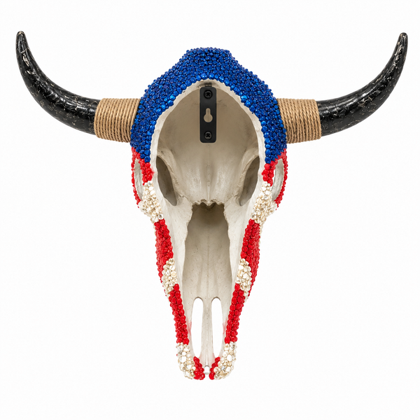 Mosaic Bull Skull Wall Decor with Horns