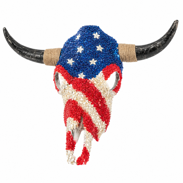Mosaic Bull Skull Wall Decor with Horns