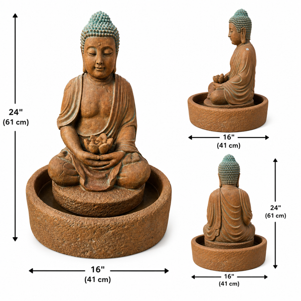 Clay Buddha Outdoor Water Fountain Statue