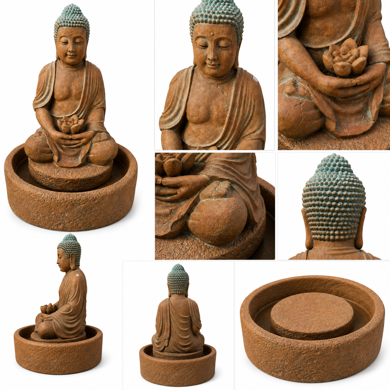 Clay Buddha Outdoor Water Fountain Statue