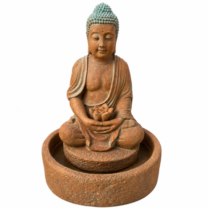 Clay Buddha Outdoor Water Fountain Statue