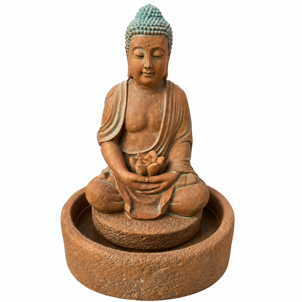 Clay Buddha Outdoor Water Fountain Statue